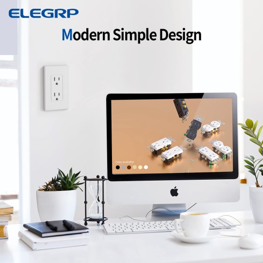 Matte White Standard Decorator Electrical Wall Receptacle Outlet, 15A 125V, 2 Pole 3 Wire, Non- Tamper Resistant, NEMA 5-15R, Self-Grounding, Wall Plate Included, UL Listed, 50 Pack
