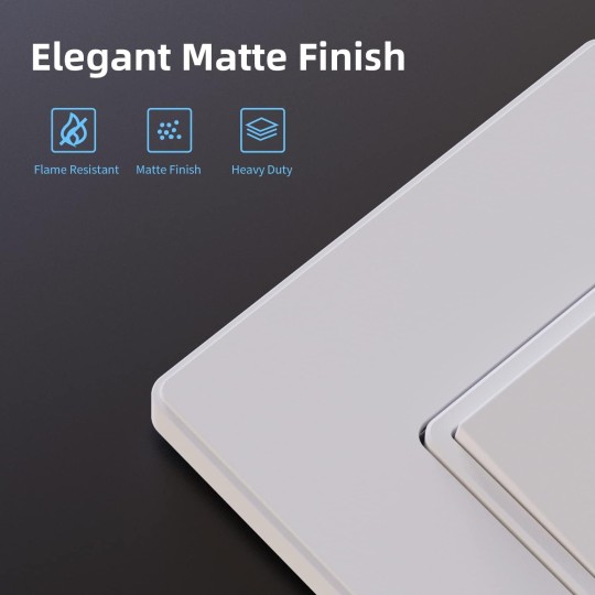 Matte White Single Pole Decors Light Switch with Plate 15Amp, 120/277V, Paddle Rocker Switch Replacement, On/Off Wall Switch, Self-Grounding, Residential Grade, w/Wall Plate, UL/CUL (50 Pack)