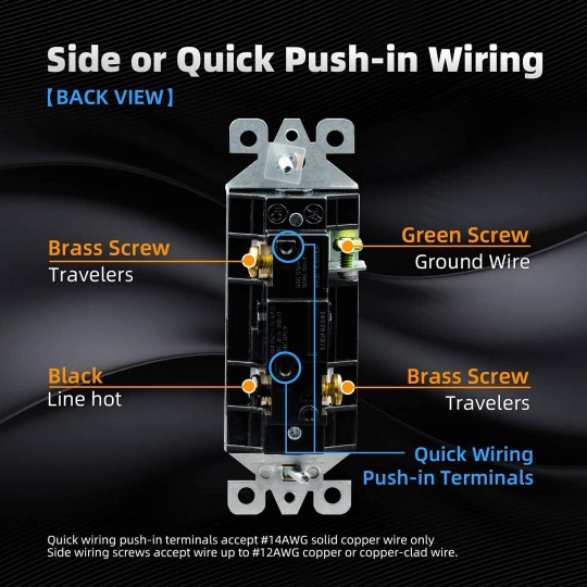 Matte Black 3 Way Decorative Light Switch with Plate, 15Amp, 120/277 Volt, AC Rocker Paddle Wall Switch Replacement, Self-Grounding, Residential Grade, w/Wall Plate, UL Listed (50 Pack)
