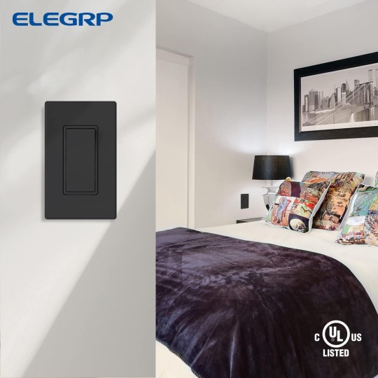 Matte Black 3 Way Decorative Light Switch with Plate, 15Amp, 120/277 Volt, AC Rocker Paddle Wall Switch Replacement, Self-Grounding, Residential Grade, w/Wall Plate, UL Listed (50 Pack)