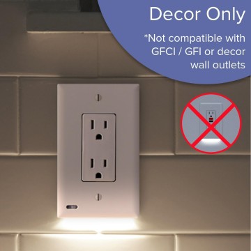 3 Pack - GuideLight 2 for Outlets [for Standard Decor, Not GFCI outlets] - Night Light - Electrical Outlet Wall Plate with LED Night Lights - Automatic On/Off Sensor - (Décor, White)