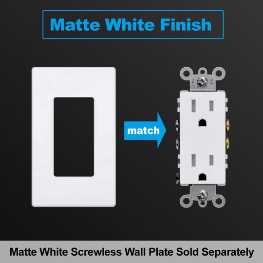 (20 Pack) 15 Amp Matte White Decorator Wall Receptacle Outlet, Child-Safe Tamper Resistant Standard Electrical Outlets, 15A/125V, UL Listed