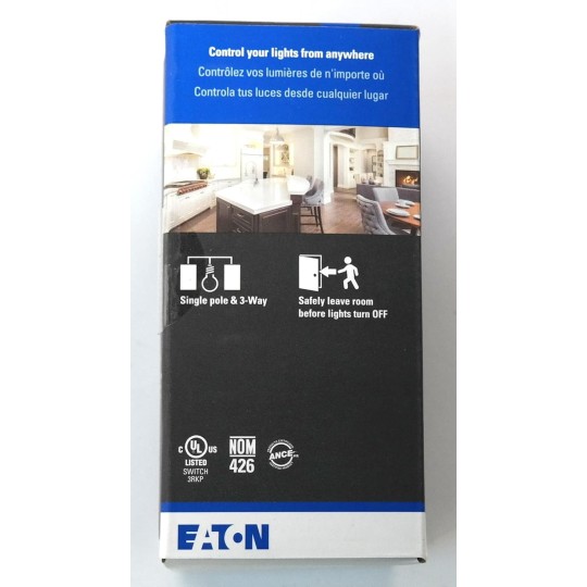 WFSW15-C7-SP-L Wi-Fi Smart Switch with LED On/Off Indicator, Brown Black Gray, Single Pole, 3-Way, 15A, 120V/AC, 60Hz, 1/2 HP Compatible with Alexa, 4-Pack