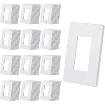 Matte White 1-Gang Screwless Decorative Wall Plates, 120 Pack Child Safe Light Switch Covers, Standard Size 2.91” X 4.68”, Scratch and Impact Resistant, Hidden Screws, Polycarbonate