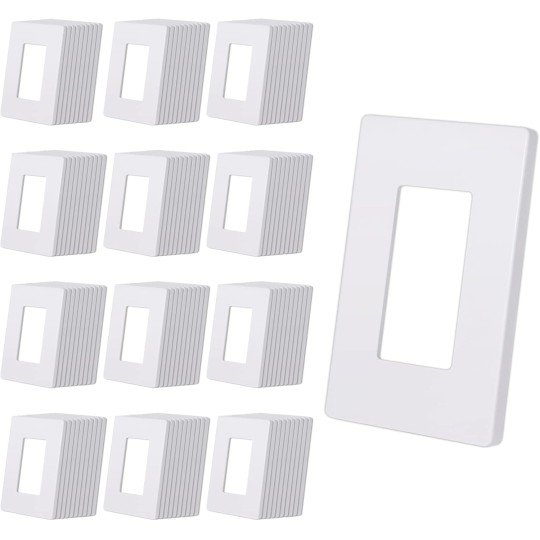 Matte White 1-Gang Screwless Decorative Wall Plates, 120 Pack Child Safe Light Switch Covers, Standard Size 2.91” X 4.68”, Scratch and Impact Resistant, Hidden Screws, Polycarbonate