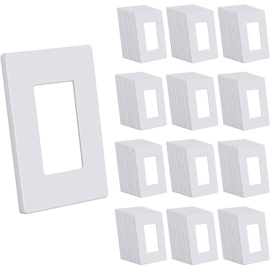 Screwless Wall Plates, 120 Pack Decorator Light Switch Covers, 1-Gang Decor Outlet Switch Plate, Standard Size 2.91”x4.68”, Impact Resistant, White