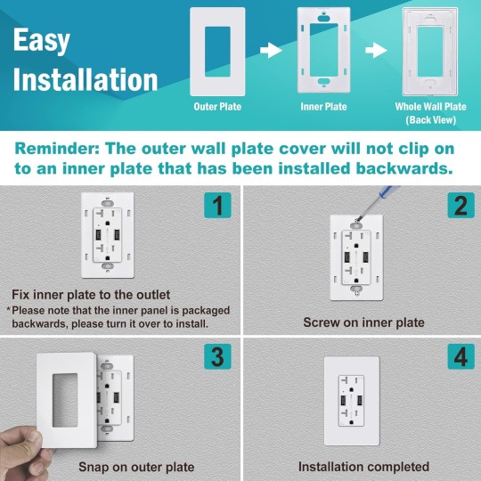 Screwless Wall Plates, 120 Pack Decorator Light Switch Covers, 1-Gang Decor Outlet Switch Plate, Standard Size 2.91”x4.68”, Impact Resistant, White