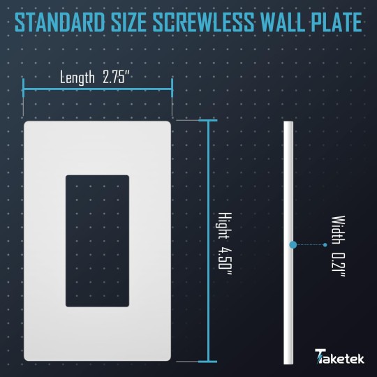 Screwless Decorator Wall Plate,Child Safe Outlet Cover, Unbreakable Polycarbonate Thermoplastic, Standard Size, Glossy, White, 100 Pack