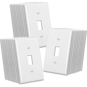Toggle Light Switch Plate Covers, 30 Pack Electrical Outlet Covers, 1-Gang Wall Plates, Standard Size 2.76” x 4.5”, Impact Resistant, UL Listed, Gloss White