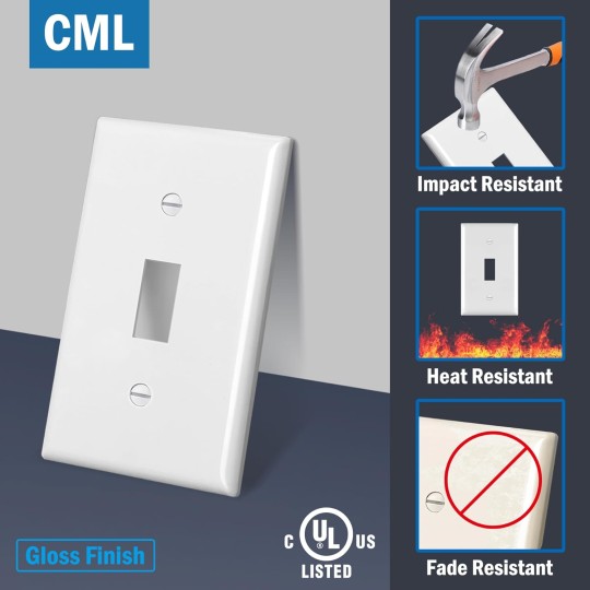 Toggle Light Switch Plate Covers, 30 Pack Electrical Outlet Covers, 1-Gang Wall Plates, Standard Size 2.76” x 4.5”, Impact Resistant, UL Listed, Gloss White