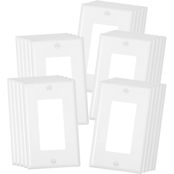 Thunderway Decorative Light Switch Outlet Cover Plate- White 1-Gang Wall Plate For Electrical Receptacle Outlets，Corrosion Resistant, Standard Size 4.48" X 2.71", UL Listed, 25 Pack