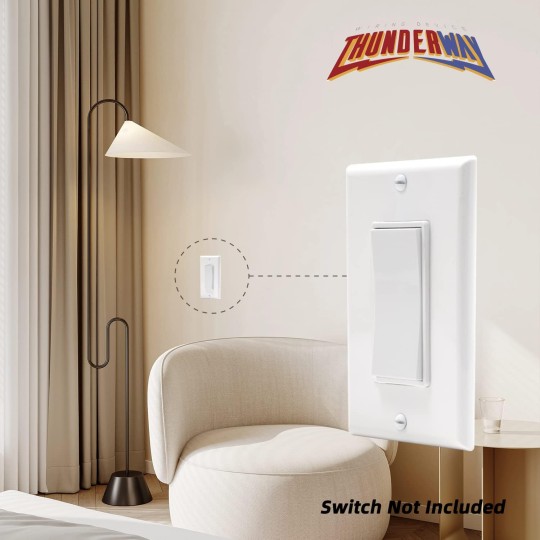 Thunderway Decorative Light Switch Outlet Cover Plate- White 1-Gang Wall Plate For Electrical Receptacle Outlets，Corrosion Resistant, Standard Size 4.48" X 2.71", UL Listed, 25 Pack
