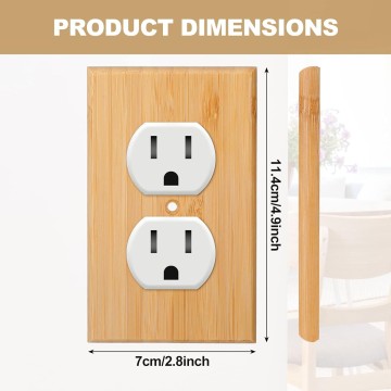 10 Pieces Solid Wood Light Switch Plate Outlet Covers 4.5 x 2.76 Inch Bamboo Wooden Decorative Wall Plate for Bedroom Kitchen Home (Double Hole Outlet)