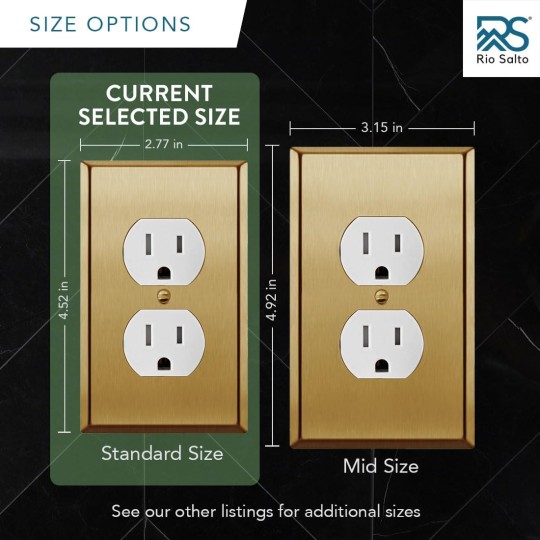 BRASS Metal Gold Outlet Cover or Decorative Light Switch Cover STANDARD SIZE Decorator Decora Light Switch Wall Plate Home Improvement Rocker/Outlet 1-Gang 10-Pack Modern