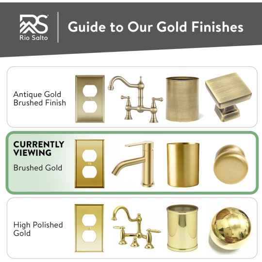 BRASS Metal Gold Outlet Cover or Decorative Light Switch Cover STANDARD SIZE Decorator Decora Light Switch Wall Plate Home Improvement Rocker/Outlet 1-Gang 10-Pack Modern
