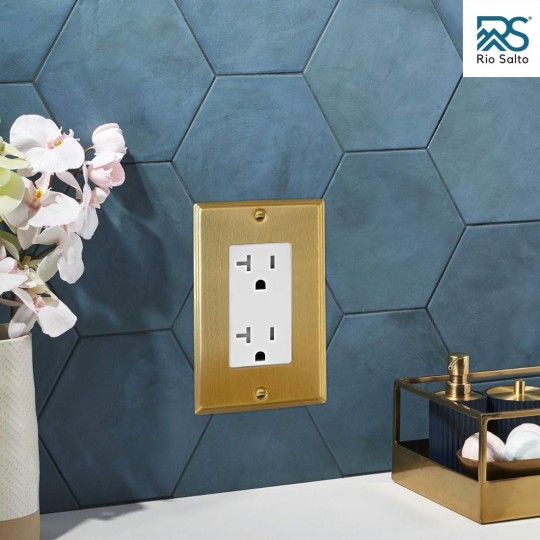 BRASS Metal Gold Outlet Cover or Decorative Light Switch Cover STANDARD SIZE Decorator Decora Light Switch Wall Plate Home Improvement Rocker/Outlet 1-Gang 10-Pack Modern