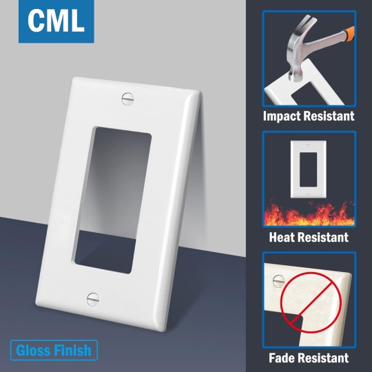 (50 Pack) Decorator Wall Light Switch, Single Pole Switch with Wall Plates, 15A 120/277V, White
