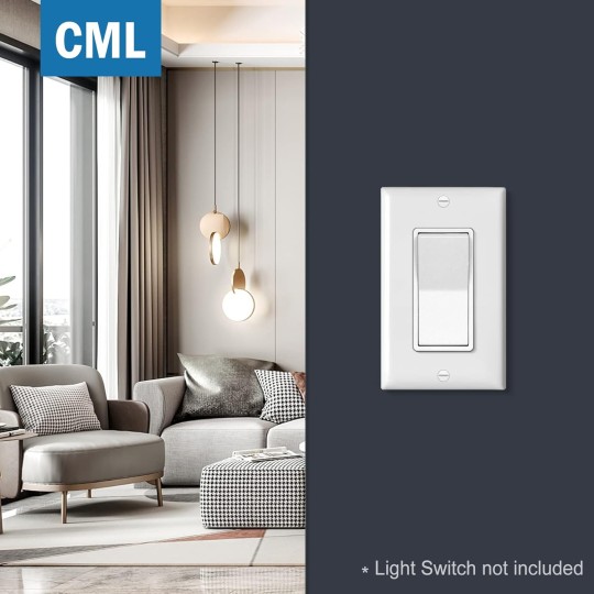 (50 Pack) Decorator Wall Light Switch, Single Pole Switch with Wall Plates, 15A 120/277V, White