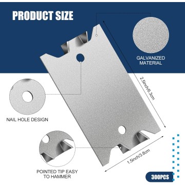 300 Pcs Safety Nail Plates for Wood Studs 1.5 x 2.5 Inch Cable Protector Plate Metal Plate Wall Protector Anti Nail Protection Plate with Pointed Prong for Protecting Plumbing and Wiring