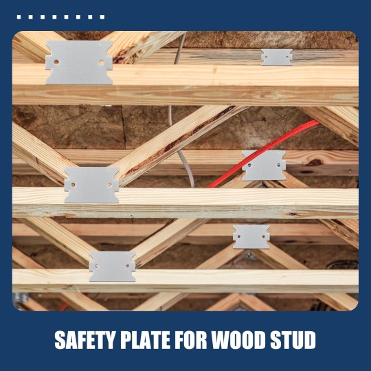 300 Pcs Safety Nail Plates for Wood Studs 1.5 x 2.5 Inch Cable Protector Plate Metal Plate Wall Protector Anti Nail Protection Plate with Pointed Prong for Protecting Plumbing and Wiring