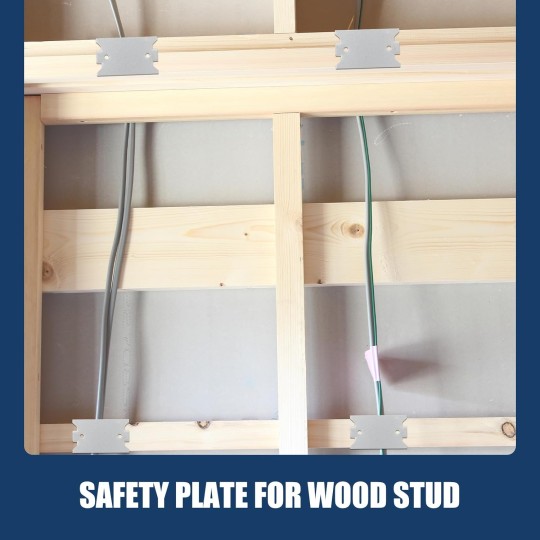 300 Pcs Safety Nail Plates for Wood Studs 1.5 x 2.5 Inch Cable Protector Plate Metal Plate Wall Protector Anti Nail Protection Plate with Pointed Prong for Protecting Plumbing and Wiring