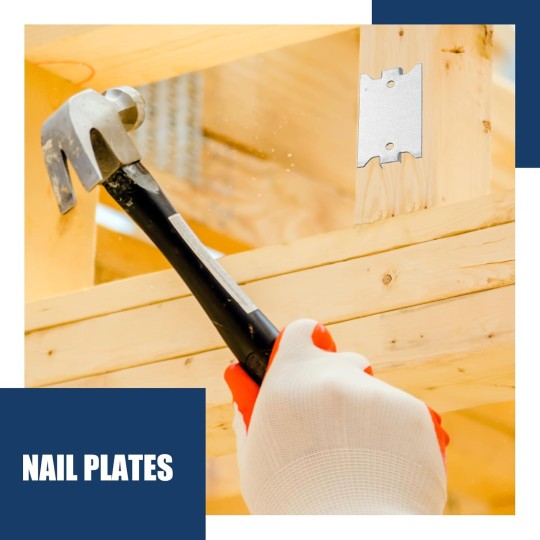 300 Pcs Safety Nail Plates for Wood Studs 1.5 x 2.5 Inch Cable Protector Plate Metal Plate Wall Protector Anti Nail Protection Plate with Pointed Prong for Protecting Plumbing and Wiring