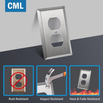 Duplex Receptacle Metal Wall Plate, 1-Gang Stainless Steel Outlet Covers, 20 Pack Corrosion Resistant Switch Plates, 430 SS, Standard Size, Brushed Finish, Silver