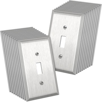 Toggle Light Switch Stainless Steel Wall Plate, 1-Gang Metal Switch Plate Covers, Corrosion Resistant, 430 SS, Standard Size, Brushed Finish, Silver, 20 Pack