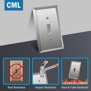 Toggle Light Switch Stainless Steel Wall Plate, 1-Gang Metal Switch Plate Covers, Corrosion Resistant, 430 SS, Standard Size, Brushed Finish, Silver, 20 Pack