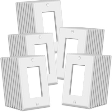 Matte White Decorator Wall Plates, 50 Pack Electrical Outlet Receptacle Covers, 1-Gang Switch Plates, Standard Size 2.76” x 4.5”, Impact Resistant, UL Listed, Contractor Pack