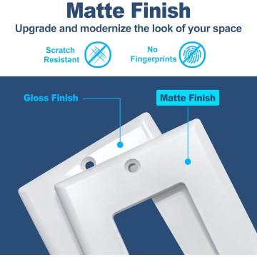 Matte White Decorator Wall Plates, 50 Pack Electrical Outlet Receptacle Covers, 1-Gang Switch Plates, Standard Size 2.76” x 4.5”, Impact Resistant, UL Listed, Contractor Pack