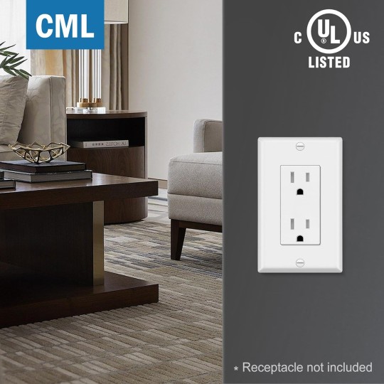 Matte White Decorator Wall Plates, 50 Pack Electrical Outlet Receptacle Covers, 1-Gang Switch Plates, Standard Size 2.76” x 4.5”, Impact Resistant, UL Listed, Contractor Pack