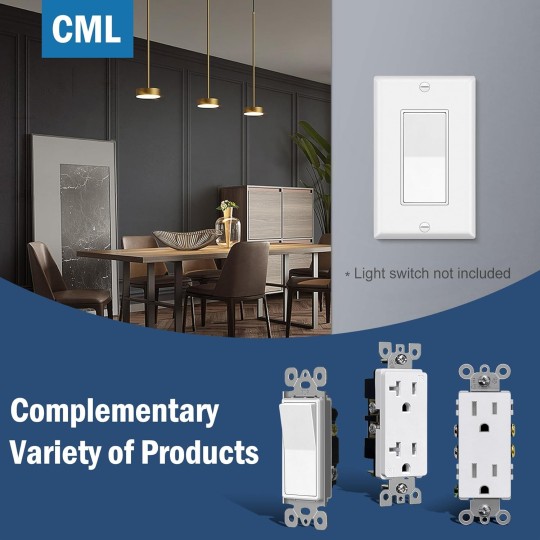 Matte White Decorator Wall Plates, 50 Pack Electrical Outlet Receptacle Covers, 1-Gang Switch Plates, Standard Size 2.76” x 4.5”, Impact Resistant, UL Listed, Contractor Pack