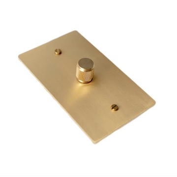 Metal Workz Hardware Gold Brass Cross Knurled Design Diamond Cut Pattern Solid Toggle Handle Light Metal Switch 15A Panel American Standard Fit (Single DIMMER)