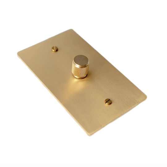 Metal Workz Hardware Gold Brass Cross Knurled Design Diamond Cut Pattern Solid Toggle Handle Light Metal Switch 15A Panel American Standard Fit (Single DIMMER)