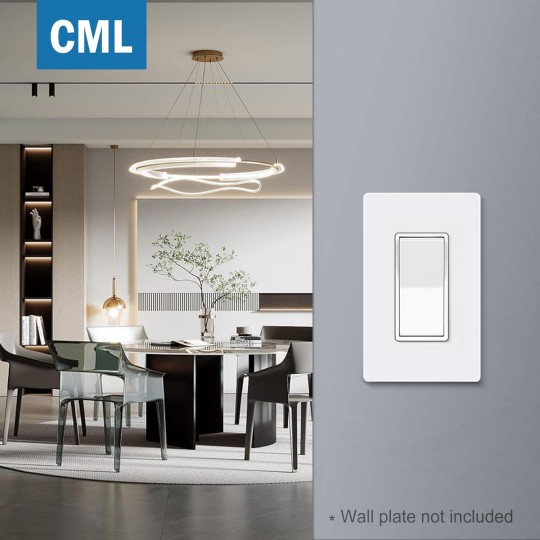 3 Way Matte White Decorator Paddle Rocker Wall Light Switch, Single Pole or Three Way, 15A 120/277V, On/Off Interrupter, 20 Pack