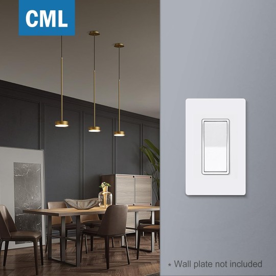 Matte White Decorator Wall Light Switch, Single Pole Rocker Paddle Switch, 15A 120/277V, 3-Year Warranty, UL Listed