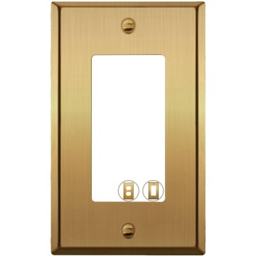 BRASS Metal Gold Light Switch Wall Plate or Outlet Cover Wall Plate MIDSIZE Single Receptacle Wallplate Covers 1 Gang Decoration Brushed Brass 4.92" x 3.15" Rocker 1-Pack