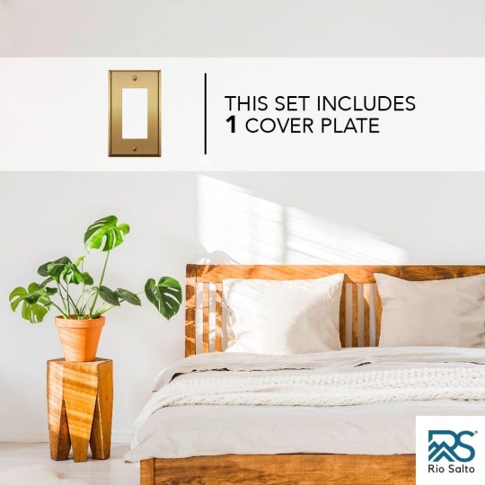 BRASS Metal Gold Light Switch Wall Plate or Outlet Cover Wall Plate MIDSIZE Single Receptacle Wallplate Covers 1 Gang Decoration Brushed Brass 4.92" x 3.15" Rocker 1-Pack