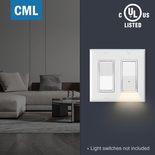 2-Gang Decorator Wall Plates, 20 Pack Electrical Outlet Receptacle Covers, Double Switch Plates, Standard Size 4.5”x4.57”, Impact Resistant, UL Listed, White