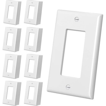 Mid-Size Decorator Wall Plates, 40 Pack Electrical Outlet Receptacle Covers, 1-Gang Switch Plates, Midway Size 3.18” x 5”, Impact Resistant, Gloss Finish, White