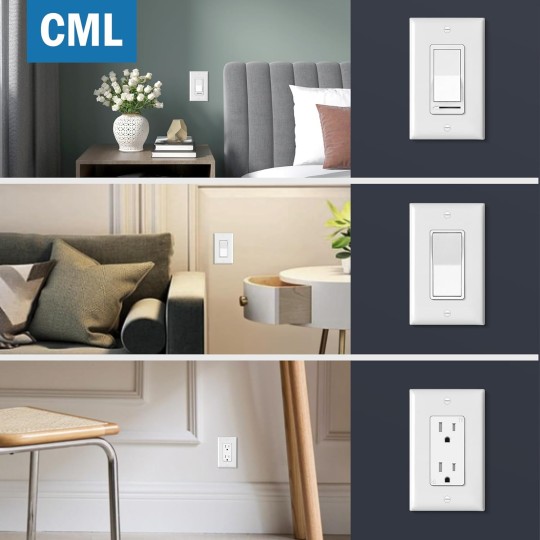 Mid-Size Decorator Wall Plates, 40 Pack Electrical Outlet Receptacle Covers, 1-Gang Switch Plates, Midway Size 3.18” x 5”, Impact Resistant, Gloss Finish, White