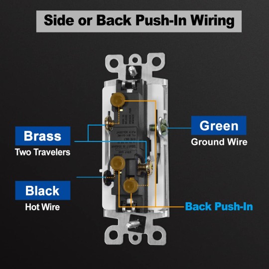 3 Way Decorator Paddle Rocker Wall Light Switch, Single Pole or Three Way, 15A 120/277V, 3-Year Warranty, Gloss White