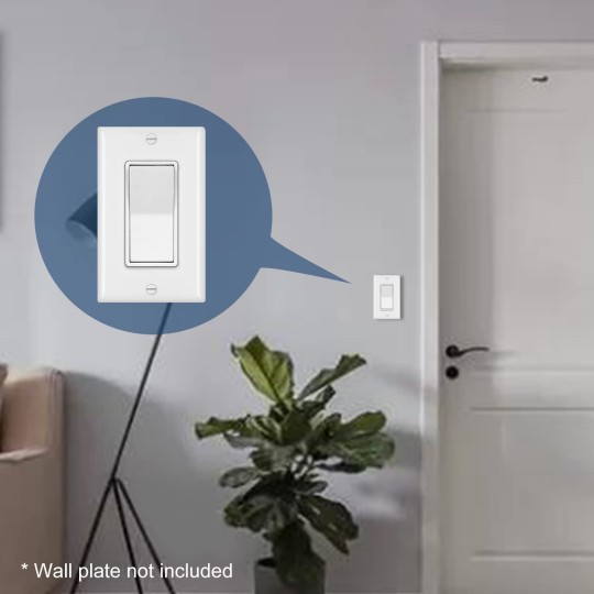 3 Way Decorator Paddle Rocker Wall Light Switch, Single Pole or Three Way, 15A 120/277V, 3-Year Warranty, Gloss White