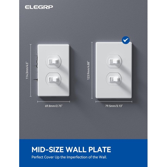 1-Gang Screwless Duplex Wall Plates, Mid-Size Unbreakable Thermoplastic Faceplate Cover for Duplex & Combination Receptacle Wall Outlet & Duplex Toggle Switch, UL Listed (10 Pack, Matte White)
