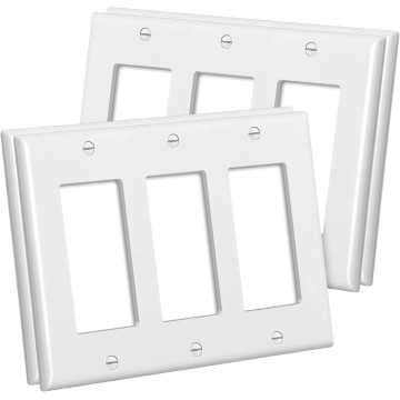 3-Gang Decorator Wall Plates, 4 Pack Electrical Outlet Receptacle Covers and Switch Plates, Standard Size 4.5”x6.38”, Impact Resistant, UL Listed, White