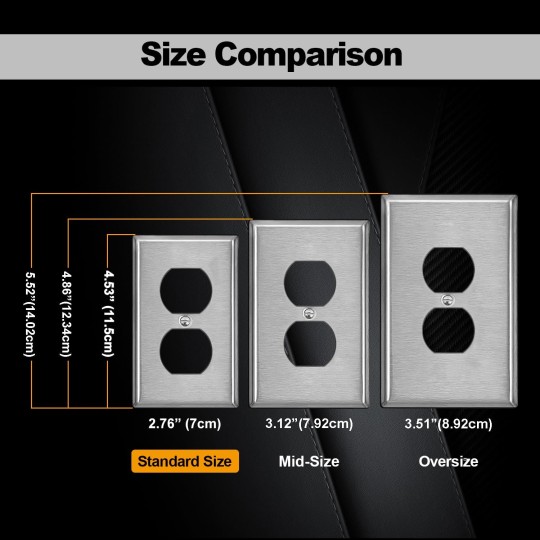 [30 Pack] 1-Gang Duplex Receptacle Metal Wall Plate with Protective Film, Brushed Finish, Corrosion-Resistant Stainless Steel Outlet Cover, Standard Size, Silver