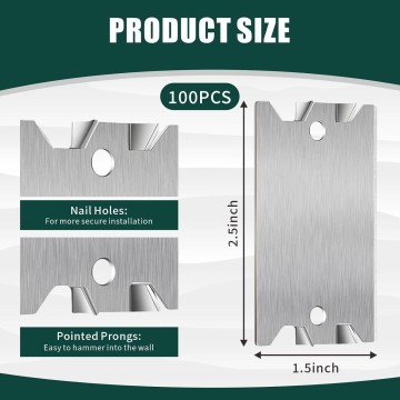100Nail Plates for Studs - Steel Safety Plates for Plumbing and Wiring Protection - 1.5 x 2.5 Inches Cable Protectors - Vital Anti-Nail Shielding for Construction Projects