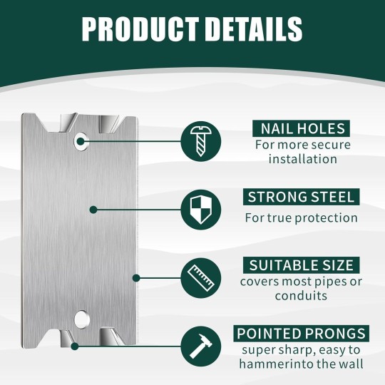 100Nail Plates for Studs - Steel Safety Plates for Plumbing and Wiring Protection - 1.5 x 2.5 Inches Cable Protectors - Vital Anti-Nail Shielding for Construction Projects
