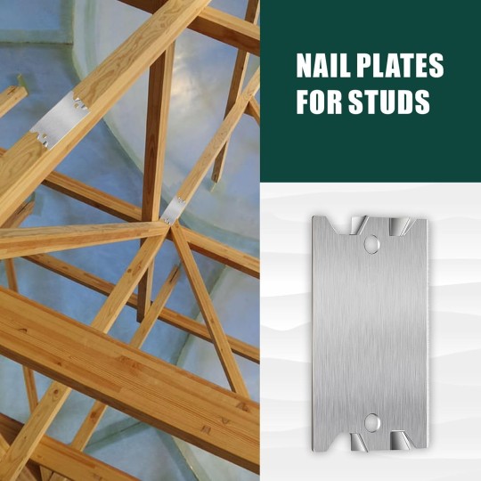100Nail Plates for Studs - Steel Safety Plates for Plumbing and Wiring Protection - 1.5 x 2.5 Inches Cable Protectors - Vital Anti-Nail Shielding for Construction Projects